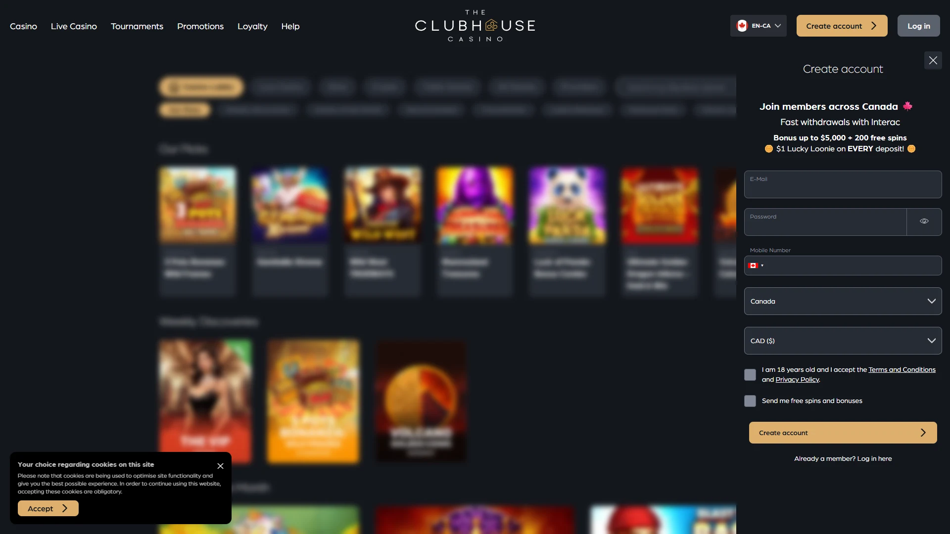 Clubhouse registration form